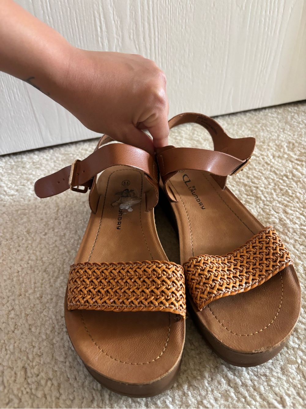 Braided Strap Tan Brown Sandals